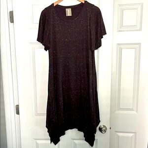 Anthropologie Jersey Knit Dress Handkerchief Hem Brown Size Large